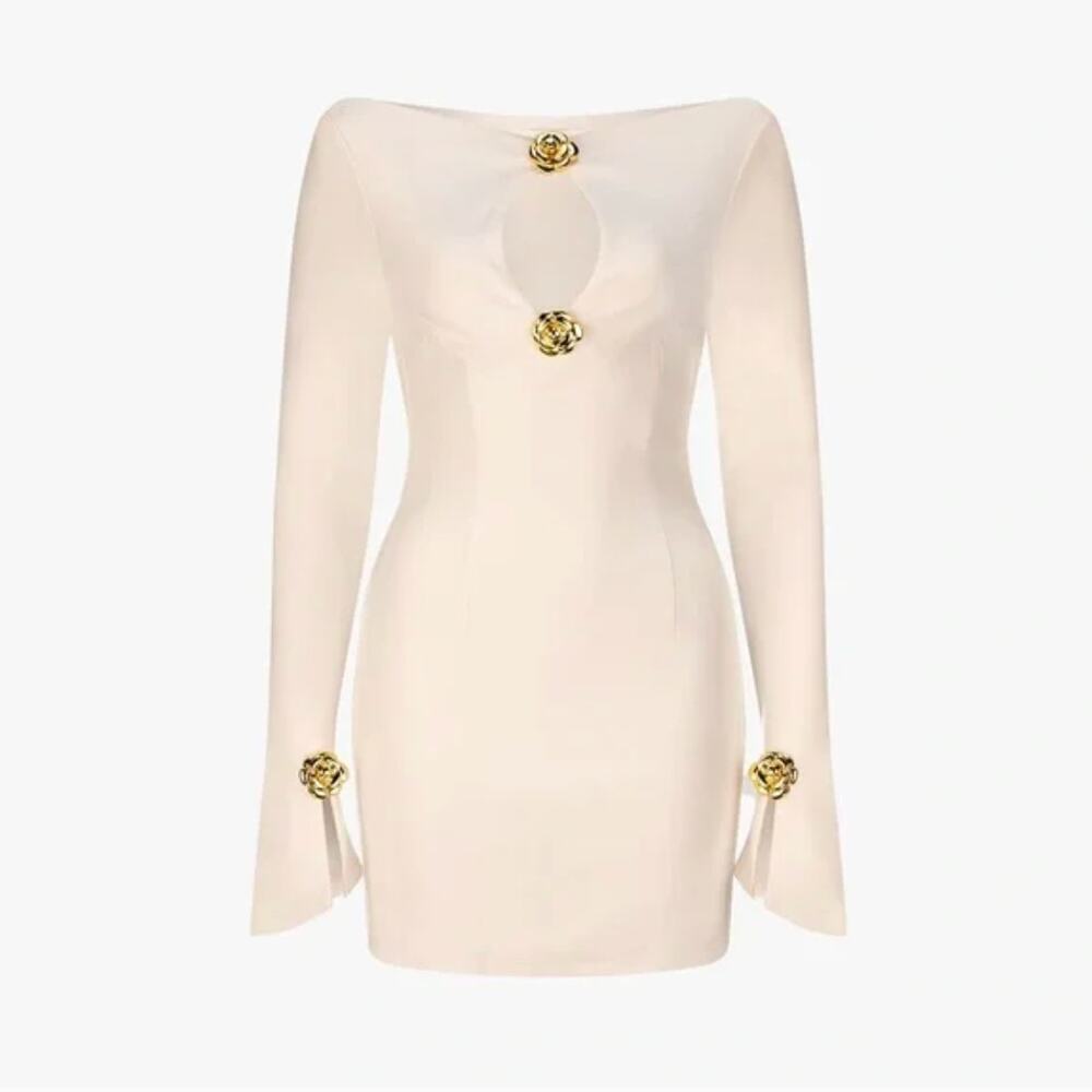 Atoir Revolve Nwt Size 8 Joni Long Sleeve Mini Dress Cream Yellow Birthday $400